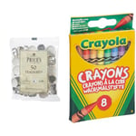 Prices Patent Candles White Tealights Bag, Pack of 50, Wax, l x 3.8cm w x 1.8cm h & CRAYOLA Wax Colouring Crayons - Assorted Colours, A Must - Have for All Kids Arts and Crafts Sets