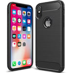 COPHONE® Coque de Protection Compatible iPhone X Etui antidérapent Coque Fibre de Carbone Noir Anti Choc