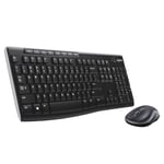 Logitech MK270 Wireless Keyboard and Mouse Combo for Windows, 2.4 GHz Wireless, Compact Mouse, 8 Multimedia and Shortcut Keys, 2-Year Battery Life, for PC, Laptop, QWERTY UK English Layout - Black