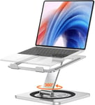 Support Ordinateur Portable Rotation 360°,Support Pc Portable Bureau Réglable À Refroidissement Rapide,Pour Travail D'Équipe Laptop Stand Ergonomique,Compatible Avec Tous Laptops 10-16