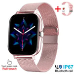 Montre Connectée Bluetooth Pour Homme Et Femme,Fitness,Appel,Montres Connectées,Étanche,Android,Ios,2023 - Type Mesh Pink #B