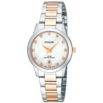 Ladies Brand New Pulsar Swarovski Crystal 2 Tone Pearl Dial Watch 50m Rp £140