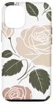 Coque pour iPhone 12/12 Pro Rose florale botanique, style minimaliste