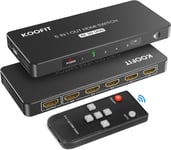 Switch Hdmi 4K,Multi Hdmi Switch Hdmi 5 Entrées 1 Sortie,Commutateur Hdmi Avec Télécommande,Multiprise Hdmi 5 Port Hdmi Selector Box Supporte 4K 3D Uhd,Multi Hdmi Pour Tv,Ps5,Blu-Ray,Dvd,Xbox