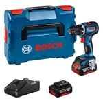 Perceuse-visseuse 18V GSR 18V-90 C + 2 batteries GBA 5 Ah + chargeur en coffret L-BOXX - BOSCH - 06019K6006