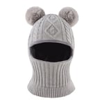 XIAOHAWANG Fille Garçon Cagoule Bonnet Écharpe Ensamble Chaud Bébé Enfant Hiver Chapeaux Pompon Tricoté Chapeau 1 à 10 Ans(Gris, S)