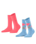 Burlington Women's Everyday Mix 2-Pack W SO Cotton Patterned 2 Pairs Socks, Blue (Deep Sea 6542), 3.5-7