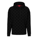 BOSS Flock AOP Hoodie LOUNGEW Sweat-Shirt, Black, L Men