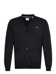 Classic Cotton V-Cardigan Tops Knitwear Cardigans Black GANT