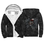 WellWellWell black Spider Men's Fleece Zipper Hoodie Sherpajong Lined Print Plus Velvet Hoodie Windbreaker with Pockets white 5xl