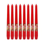 Dekohelden24 Lot de 8 bougies chandeliers parfumées au pain d'épices de Noël - Senteur Gingerbread - Cannelle et pomme - Rouge - Dimensions : H x Ø env. 25 x 2 cm - 60 g