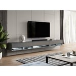 Meuble tv alyx 300 cm (3x100cm) lowboard avec éclairage led anthracite - Furnix