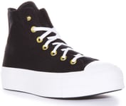 Converse A05453C All Star Lace up Platform In Black Gold Studs Size UK 3 - 8