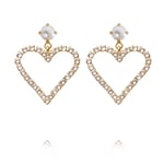 Heart To Heart Earrings Gold Pearl & Crystal