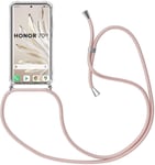 Collier Pour Téléphone Portable Pour Honor 70 6,67"" , Etui Housse De Protection En Transparente Silicone Avec Necklace Bandouilière Stylée Housse Avec Réglable Cordon, Rose Or