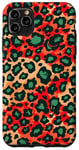 Coque pour iPhone 11 Pro Max Green Pop Art Tropical Red Leopard Phone Pattern Guépard