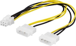 DELTACO adapterkabel 2x4-pin till 6-pin PCI-Express, 25 cm