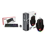 MSI Vigor GK30 FR Combo - Pack Clavier Vigor GK30 AZERTY et Souris Clutch GM11, RGB Mystic Light & Clutch GM20 Elite Souris Gaming - Capteur Optique 6400 DPI, Droitiers, Switches OMRON 20M+ Clics