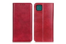 Magunivers Coque et étui téléphone mobile Etui en pu texture litchi auto-absorbée avec support rouge pour votre samsung galaxy a22 5g (eu version)