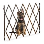 Relaxdays Safety Gate, Dog Barrier, Width Extendable up to 130 cm, 87.5-100 cm High, Bamboo, Stair & Door Guard, Brown