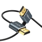 Flexible Câble Hdmi Vers Hdmi Coudé 90° Degré 2M, Ultra Fin Et Slim Gauche Angle Cordon Hdmi 2.0 Supporte 3D 4K@60Hz