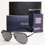 Prada Sunglasses Black Glass Lens Grey Pilot Square PR63XS SPR 63X 1AB-731 39536