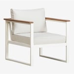 Sklum - Fauteuil de jardin en aluminium et bois d'acacia Lipov Blanc Gardenia