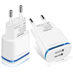 Chargeur USB - Prise USB Adaptateur for iPhone 16 15 14 13 12 11 Pro Max SE X XR XS 8 7 6 6S Plus, Pad, Galaxy, Android, Kamera 5V 2.1A Secteur Alimentation 2er Pack Téléphone Mural