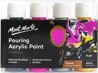 Acrylique Pouring Peinture Set Cosmique ¿ 4 Pièces X 60Ml Peintures Acryliques Pré-Mélangées Avec Pouring Medium ¿ Lampes Noir, Magenta, Argent, Or[PAN142586]