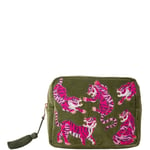 Elizabeth Scarlett Wild Tiger Fern Green Velvet Wash Bag