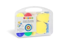 PRIMO - Kit Palette Peinture Enfant +3 Ans avec Peinture Gouache Lavable 44 ml + 2 Éponges et Pinceaux Peinture, 6 Couleurs Tempera pour Peinture Textile, Coloriage et Loisirs Créatifs Made in Italy