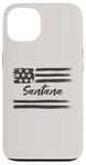 Coque pour iPhone 13 Santana – Nom personnalisé, étoiles et rayures, drapeau des États-Unis