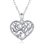 Collier Arbre de Vie Pendentif en Argent Sterling 925,Cheval Collier Argent Cheval Pendentif avec Arbre de Vie pour Femme Cadeau Anniversaire pour Filles/Maman/Petite Amie/Epouse