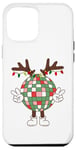 iPhone 12 Pro Max Christmas disco ball with antlers, peace sign, reindeer Case