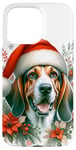 iPhone 15 Pro Max Christmas American English Coonhound Dog Watercolor Artwork Case