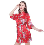 GROPC Women Satin Dressing Gown,Valentines Day Sexy Lingerie Silk Silky Print Floral Babydoll Comfy Kimono Short Robe Dress Bathrobe Nightie Nightgown Sleepwear For Friend Gift,Red,Xxl