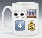 Giftworks I Work For Cash Ceramic Emoji Mug 260ml new in box uk free p&p