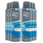 Dove Mens Men+Care Antiperspirant Deodorant 72H Protection, Clean Comfort 150 ml, 6 Pack - One Size