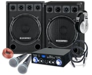 Set Karaoke DJ PA Enceintes Amplificateur Bluetooth USB Microphone Casque 1600W