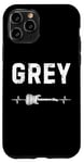 Coque pour iPhone 11 Pro Grey Guitare Battement De Coeur Musique Guitariste