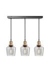 Brooklyn Tinted Glass Schoolhouse 3 Wire Cluster Lights, 5.5 inch, Smoke Grey, Brass holder