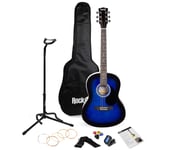 RockJam Acoustic Guitar Kit with Bag,Stand,Tuner,Strap,Plectrum & Strings - Blue