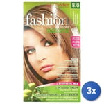 3x Colorant Mode Naturel Cheveux S / Ammoniac 8/0 Blonde Clair Kit