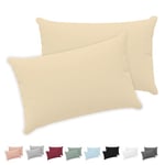 Twinzen® Taie Oreiller 40x60 (Lot de 2) - 100% Coton Jersey 150 GSM - Beige - Taie d'oreiller 40x60 - Housse de Coussin avec Fermeture Éclair - Certifié Oeko-Tex