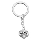 Bling Stars Mom Engraved Keychain Crystal Heart Key Ring