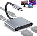 Station d'accueil pour ordinateur portable 2 écrans,adaptateur USB C vers double HDMI 4K @ 30 Hz,4 en 1 type C vers 2 ports HDMI,USB 3.2,port d'entrée USB C 86 W,station d'accueil à double écran(Q272