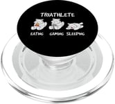 Gamer Triathlete Gaming Cat Plays Video Game Gamer PopSockets PopGrip for MagSafe