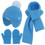 Bequemer Laden Bebe Enfants Hiver Bonnet Pompon Gants Mitaine Écharpe Ensemble avec Cache-Oreilles Chaud Cadeau pour 0 6 12 18 Mois 1 2 3 4 Ans Fille Garçon