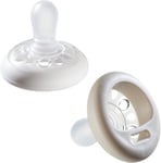 Tommee Tippee Breast-Like Soother, 0-6 Month Pack of 2 Soothers with Breast-Like