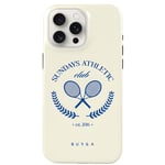 Burga Coque pour iPhone 15 Pro Max Antichoc Raquette de tennis Élégant Blanc